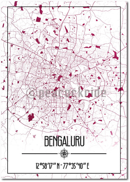 Bengaluru Map  Wall Poster / Frame