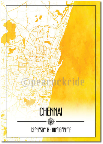 Chennai Map Wall Poster / Frame