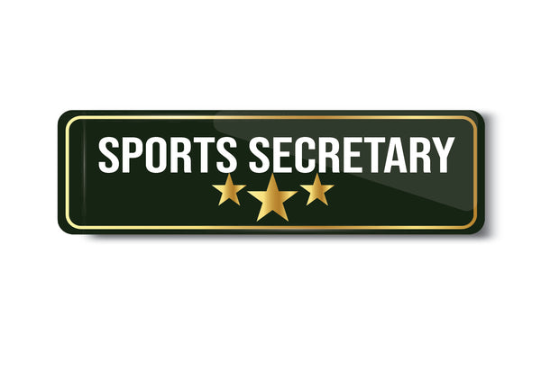 Sports Secretary I School I College I University I Office I Company I Rectangular Pin Badge