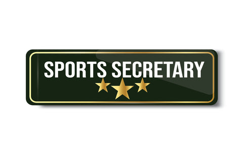 Sports Secretary I School I College I University I Office I Company I Rectangular Pin Badge
