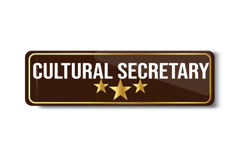 Cultural Secretary I School I College I University I Office I Company I Rectangular Pin Badge