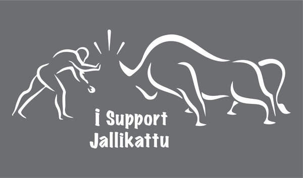 Jallikattu - Man Vs Kaalai Line Art Car Window Decal