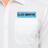Class Moniter I School I College I Rectangular Pin Badge
