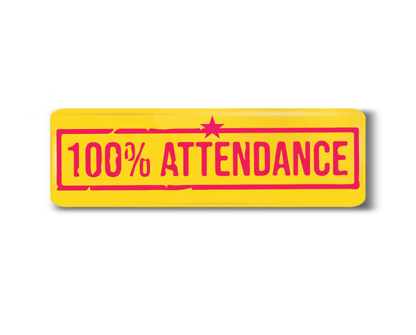 100% Attendance I School I College I Rectangular Pin Badge