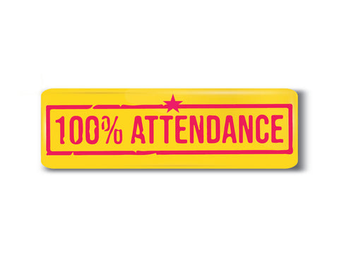 100% Attendance I School I College I Rectangular Pin Badge