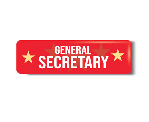 General Secretary I College I Office I Rectangular Pin Badge