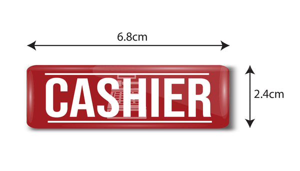 Cashier I Bank I Restaurant I Hotel I Rectangular Pin Badge – Peacockride