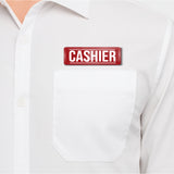 Cashier I Bank I Restaurant I Hotel I Rectangular Pin Badge