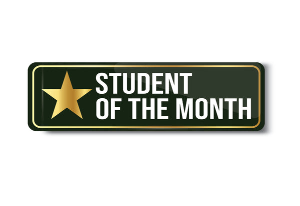 Student of the Month I School I College I University I Rectangular Pin Badge