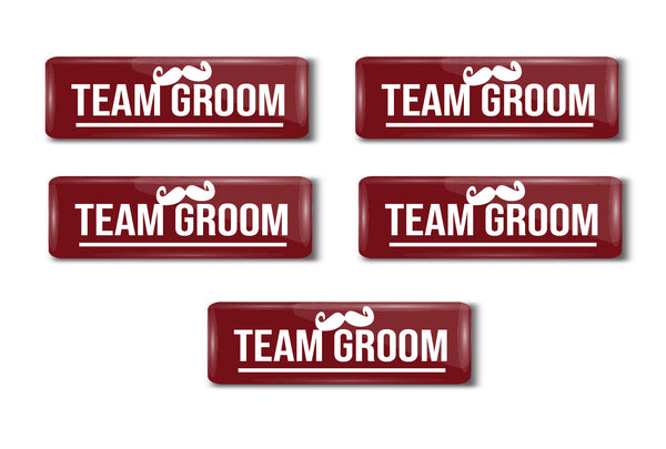 Team Groom I Wedding I Groom Squad Marriage I Rectangular Pin Badge Pack of 5 No's