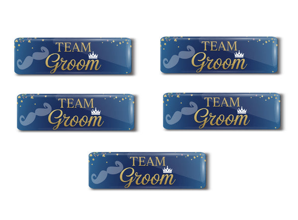 Team Groom I Wedding I Marriage I Rectangular Pin Badge Pack of 5 No's