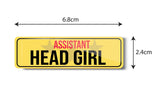 Assistant Head Girl I School I College I Rectangular Pin Badge