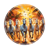 7 Horses Vastu I Seven Horses Vasturt I White Running Horses Vastu with Rising Sun I Bike Sticker