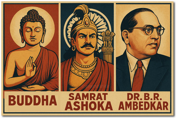 Lord Buddha Samrat Ashoka Ambedkar I Dr BR Ambedkar I Ashoka I Buddha I  Wall Poster / Frames