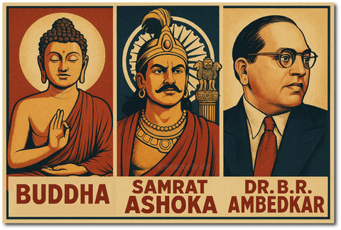 Lord Buddha Samrat Ashoka Ambedkar I Dr BR Ambedkar I Ashoka I Buddha I  Wall Poster / Frames