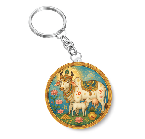 Komatha I Gomatha I Kamdhenu I Kamdhenu Cow I Cow Madhubani I Cow with Calf I Sacred Cow I Vastu I Key Chain