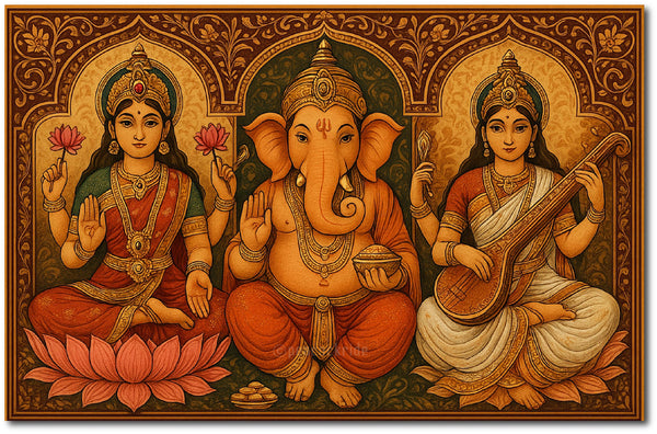 God Lakshmi Vinayagar Saraswathi I Ganesha I Spiritual I  Wall Poster / Frame