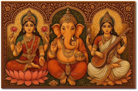 God Lakshmi Vinayagar Saraswathi I Ganesha I Spiritual I  Wall Poster / Frame