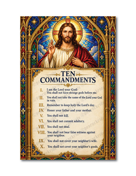 Exodus 20 I Ten Commandments I Bible Quote I Jesus Christ I Spiritual I Wall Poster