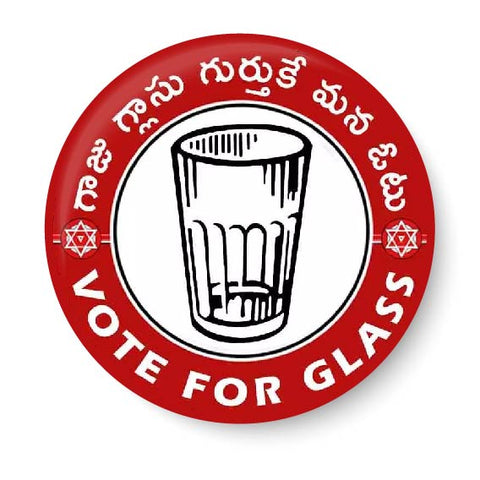 Janasena Party Symbol I Pawan Kalyan I JSP I Vote for Glass Pin Badge