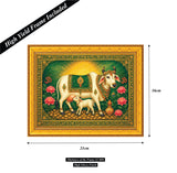 Kamdhenu Cow I Komatha I Gomatha I Kamdhenu I Cow Madhubani I Cow with Calf I Sacred Cow I Vastu I Wall Frame
