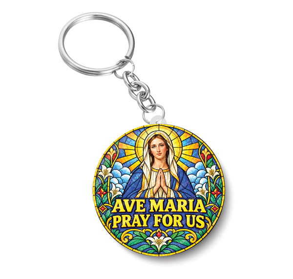 Ave Maria I Ave Maria Pray for Us I Jesus Christ I Spiritual I Key Chain
