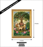 Kamadhenu Cow With Karpaga Virutcham I Kamdhenu Cow Virucham I Komatha I Gomatha I Kamdhenu I Cow Madhubani I Cow with Calf I Sacred Cow I Surabhi I Vastu Wall Poster / Frames