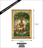 Kamadhenu Cow With Karpaga Virutcham I Kamdhenu Cow Virucham I Komatha I Gomatha I Kamdhenu I Cow Madhubani I Cow with Calf I Sacred Cow I Surabhi I Vastu Wall Poster / Frames