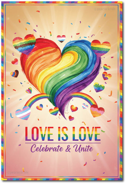 LGBTQ Pride l Love is Love I Celebrate & Unite Wall Poster