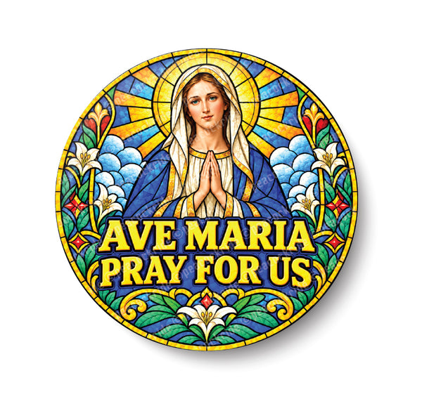 Ave Maria I Ave Maria Pray for Us I Jesus Christ I Spiritual I Fridge Magnet