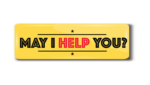 May I Help You I  School I Office I College I Hospital I Rectangular Pin Badge