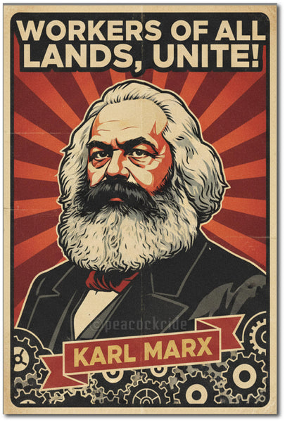 Karl Marx I Works of All Lands Unite I Revolutionary socialism I Marxism I Communism I Wall Poster / Frames
