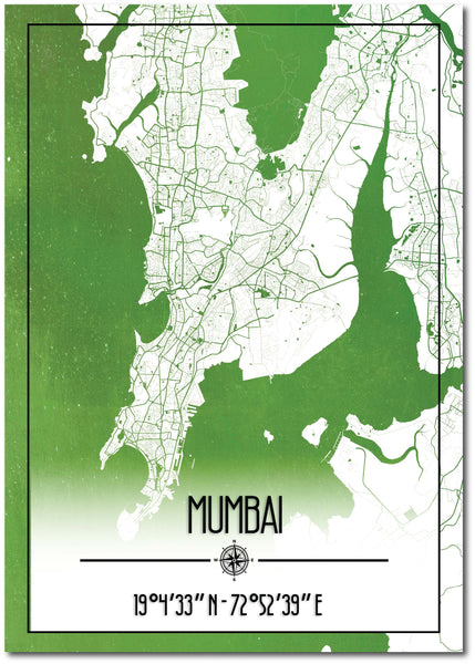 Mumbai Map I Mumbai I Wall Poster  / Frame