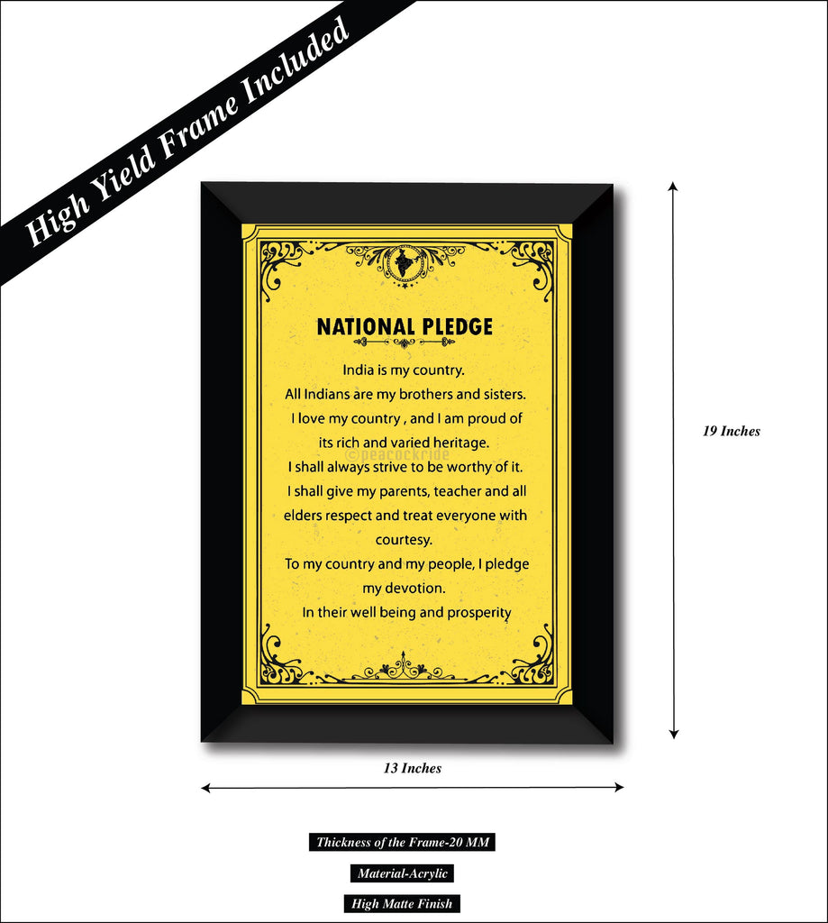 Pledge Frame Design National Pledge of India Wall Poster / Frame – Peacockride