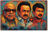 Street Wall Art of Kalaignar Karunanidhi M. K. Stalin Udhayanidhi Stalin I DMK I Dravida Munnetra Kazhagam I Wall Poster / Frames