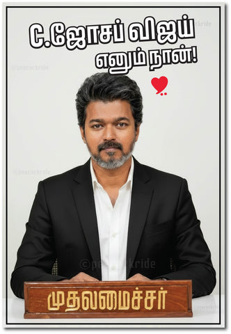 C Joseph Vijay Ennum Naan I Thalapathy Vijay I Tamilaga Vettri Kazhagam I TVK I Wall Poster / Frames