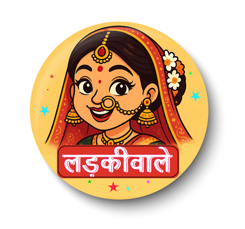 Ladki Wale I Team Bride I Wedding Badges for Bride I Pin Badges Pack of 10 No's