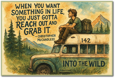 Into the Wild I Christopher McCandless I Adventurer I Souvenir I Travel I  Inspirational I Motivational Quote I Wall Poster / Frames