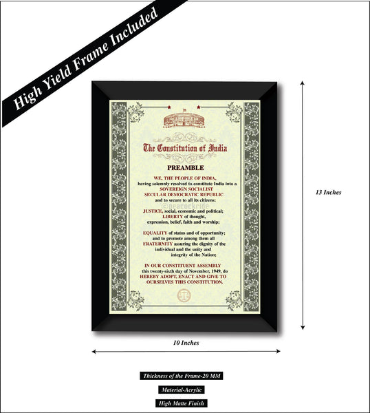 Preamble of Indian Constitution Wall Poster / Frame – Peacockride