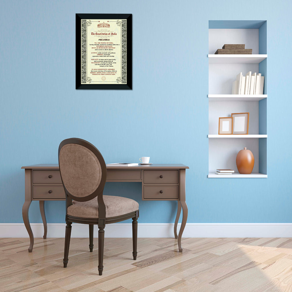 Preamble of Indian Constitution Wall Poster / Frame – Peacockride