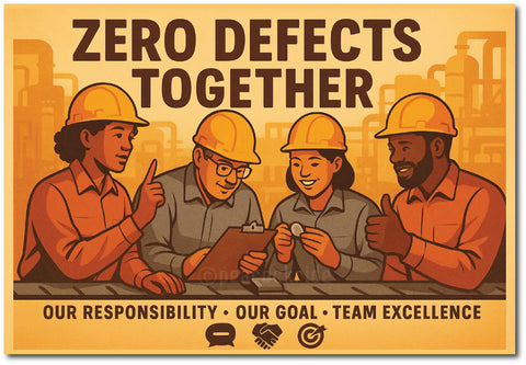 Zero Defects together I Team Work I Labor I Workplace I Industrial I Factory I Wall Poster / Frames