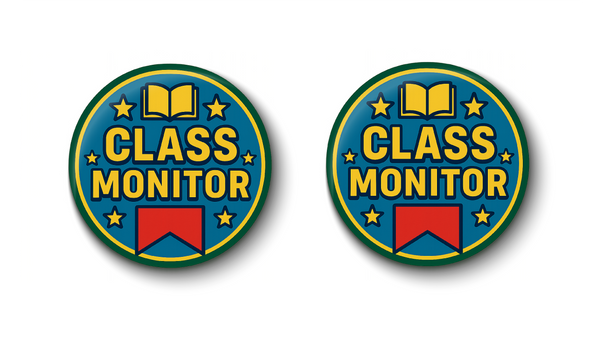 Class Monitor I Class Leader I Class Rep I School I College I Pin Badge Pack of 2 No's