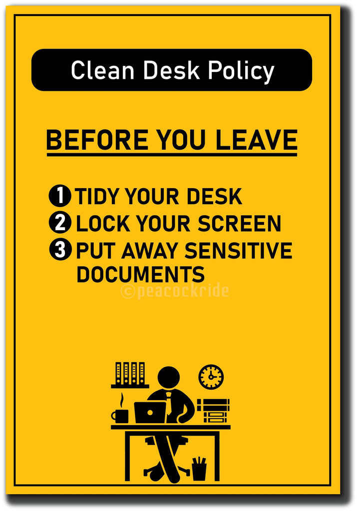Clean Desk Policy I Office I Factory I Wall Poster / Frame – Peacockride