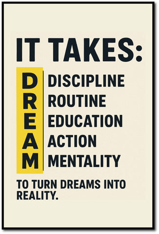 Dream I It Takes I Inspirational I Motivational Quote I Wall Poster / Frames