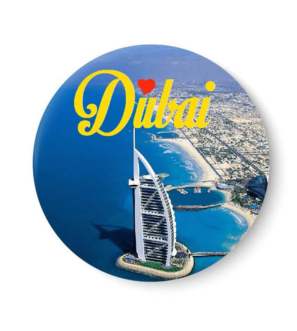 Love Dubai I UAE I Middle East I Gulf I Souvenir l Travel I Fridge Magnet (Metal, Multicolour, 75mm)