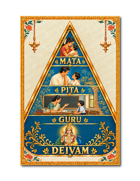 Mother Father Teacher God I Matha Pitha Pita Guru Deivam I Wall Poster / Frames