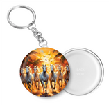 7 Horses Vastu I Seven Horses Vastu Painting, White Running Horses Vastu with Rising Sun I Key Chain