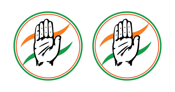 Congress I INC I Sonia Gandhi I Rahul Gandhi I Election Car Window Sticker  Pack of 2 No's