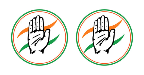 Congress I INC I Sonia Gandhi I Rahul Gandhi I Election Car Window Sticker  Pack of 2 No's