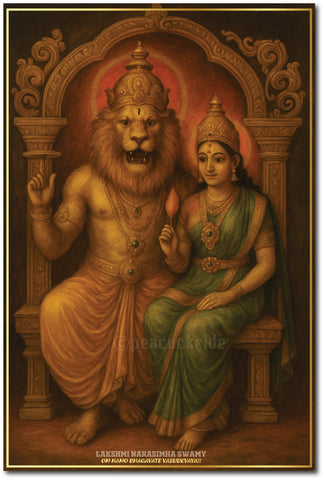 Lord Lakshmi Narasimha Swamy I Om Namo Bhagavate Vasudevaya I Narashimha I Hinduism I Wall Poster / Frames